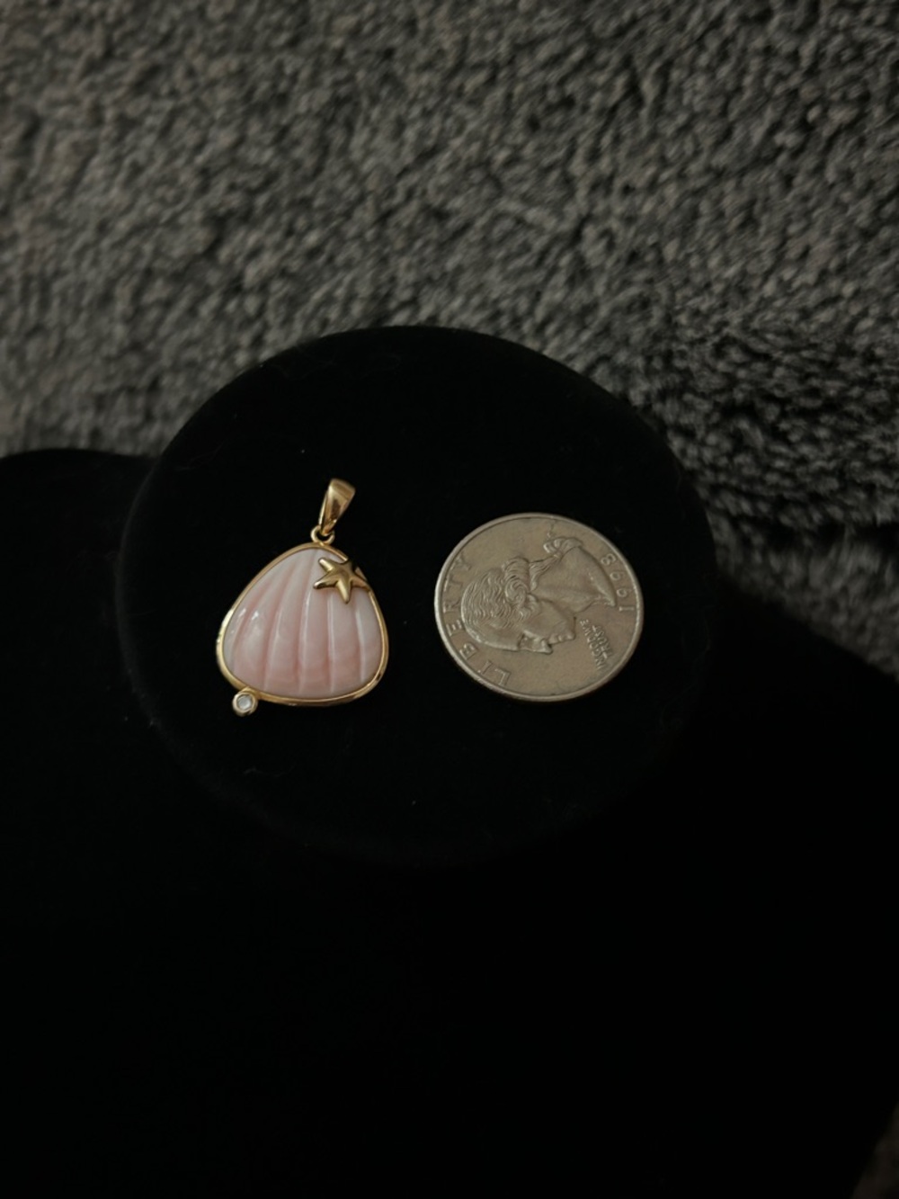 925 Sterling Silver Star on Pink Shell Gold Pendant